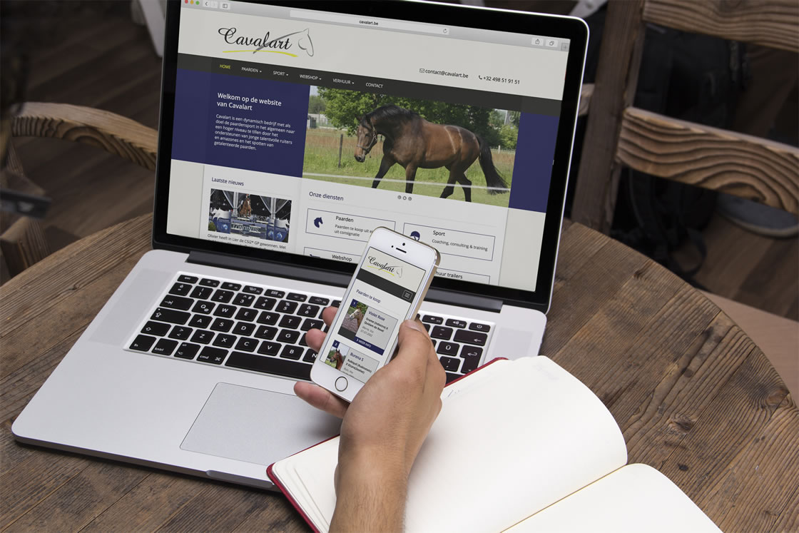 Responsive html-website voor Cavalart te Lummen, een dynamisch bedrijf met als doel de paardensport in het algemeen naar een hoger niveau te tillen.
