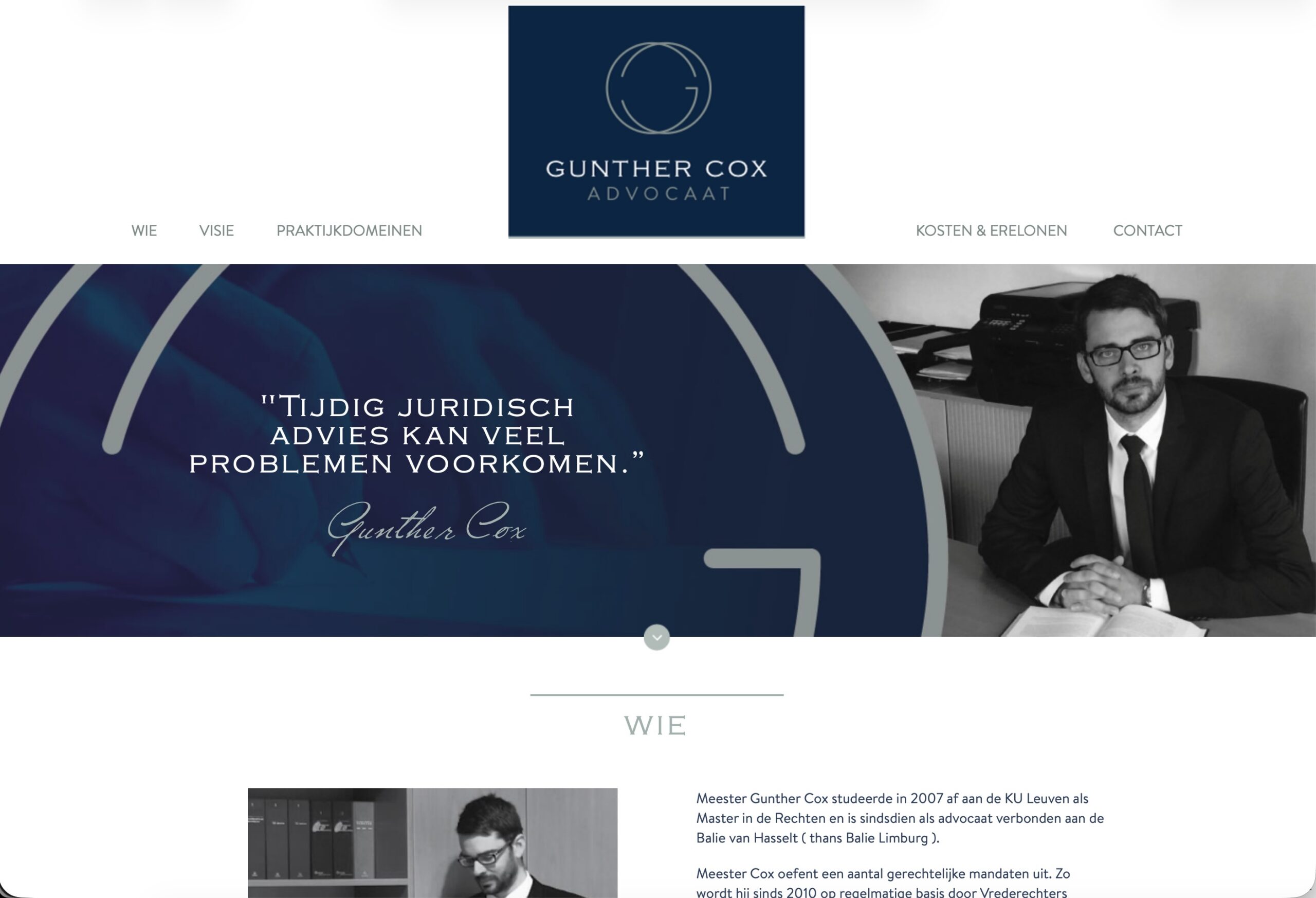 Websitepreview van Advocaat Gunther Cox
