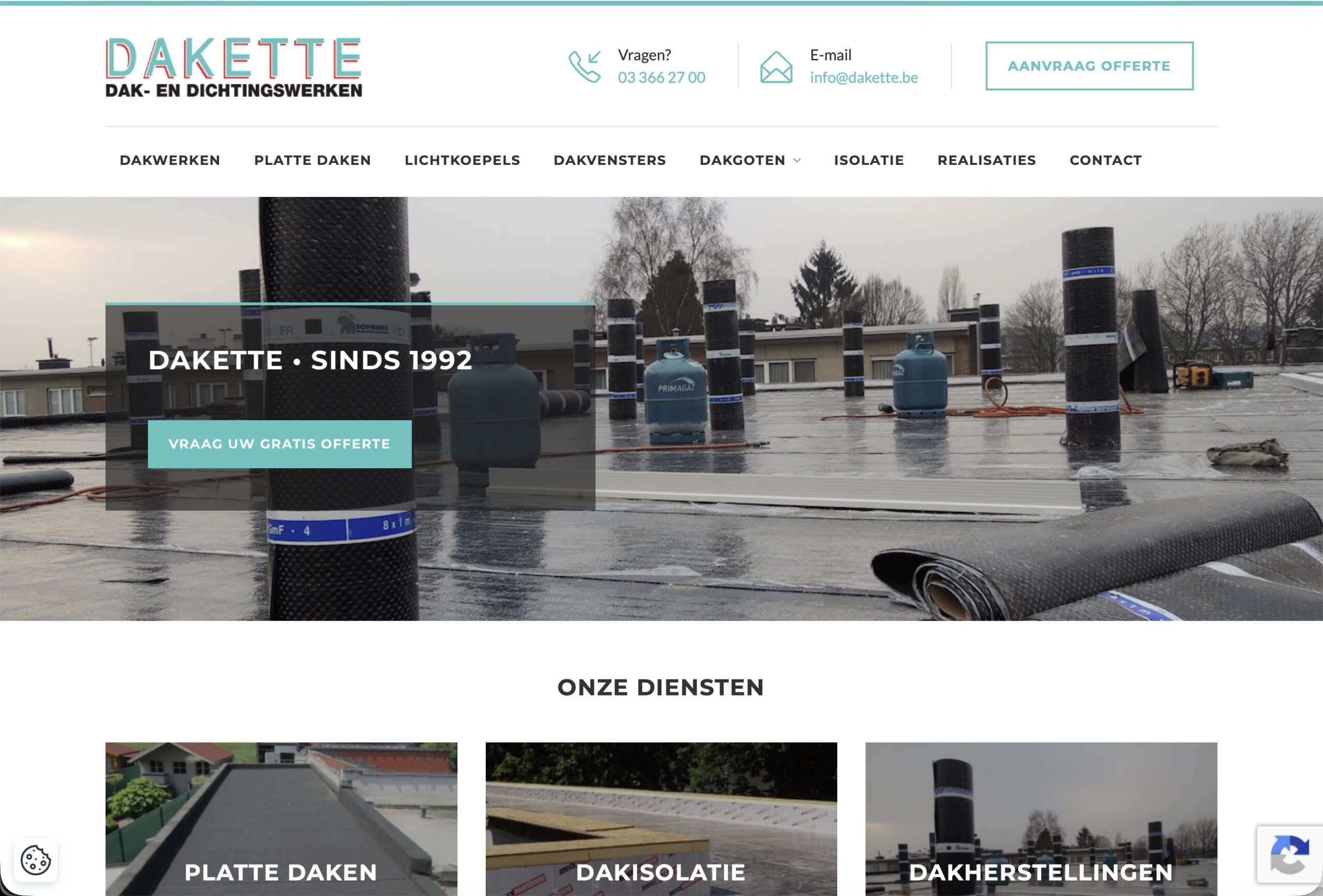 Websitepreview van Dakwerken Dakette