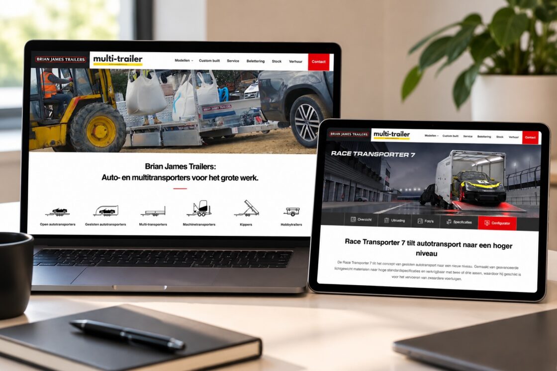WordPress maatwerkwebsite voor Multi-Trailer met zelf ontwikkelde trailerconfigurator