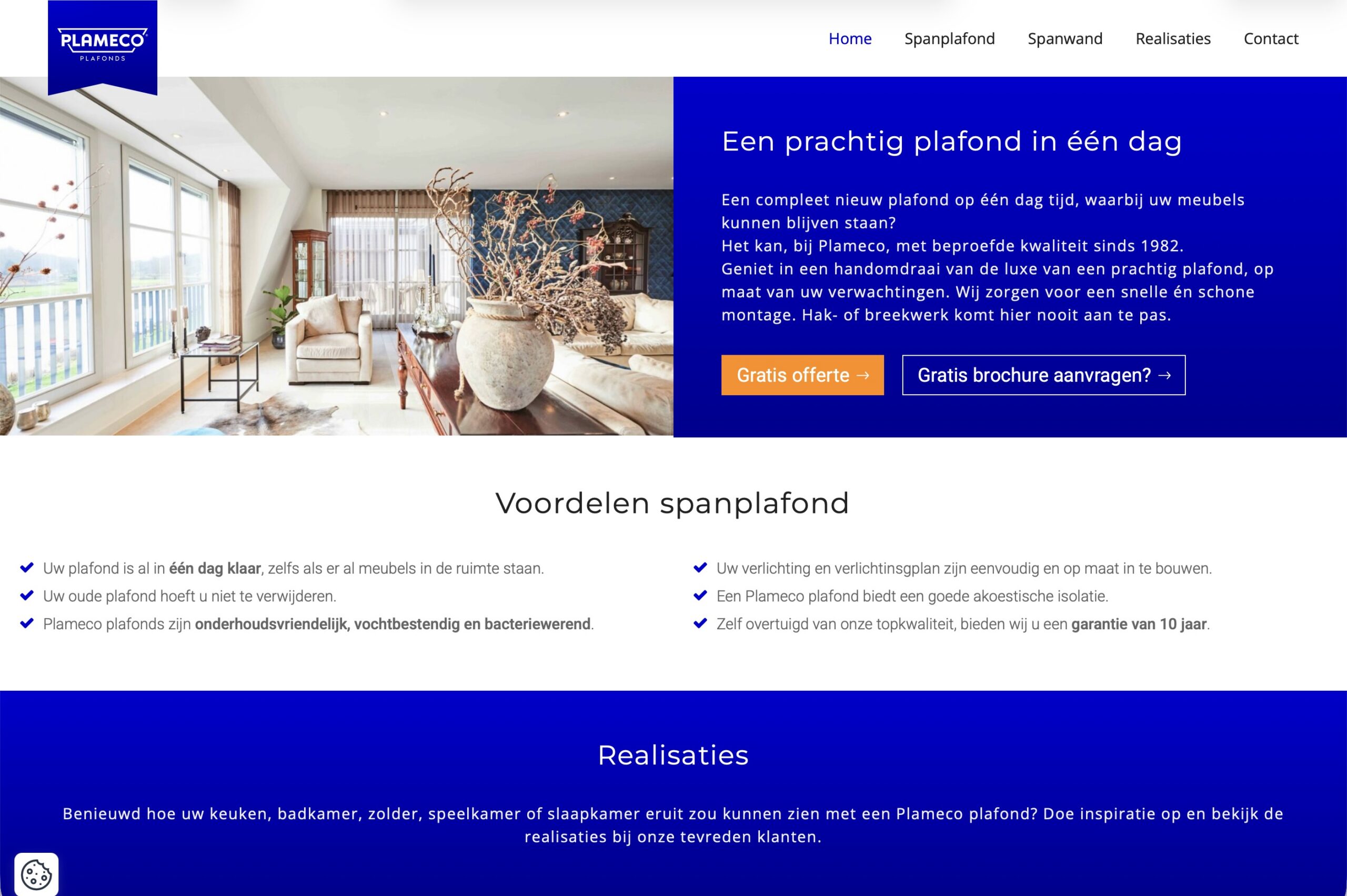 Websitepreview van Plameco Plafonds