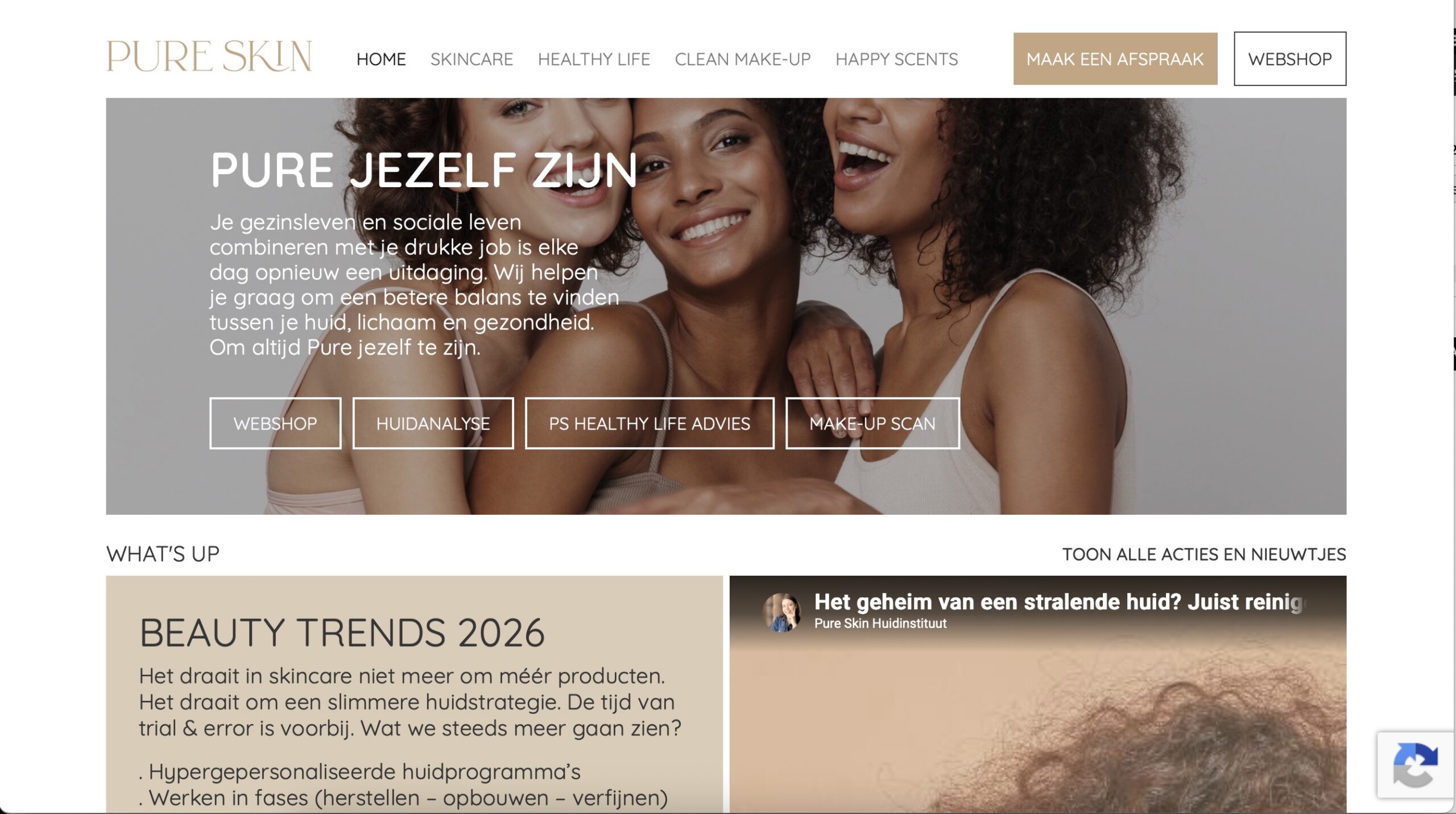 Websitepreview van Pure Skin