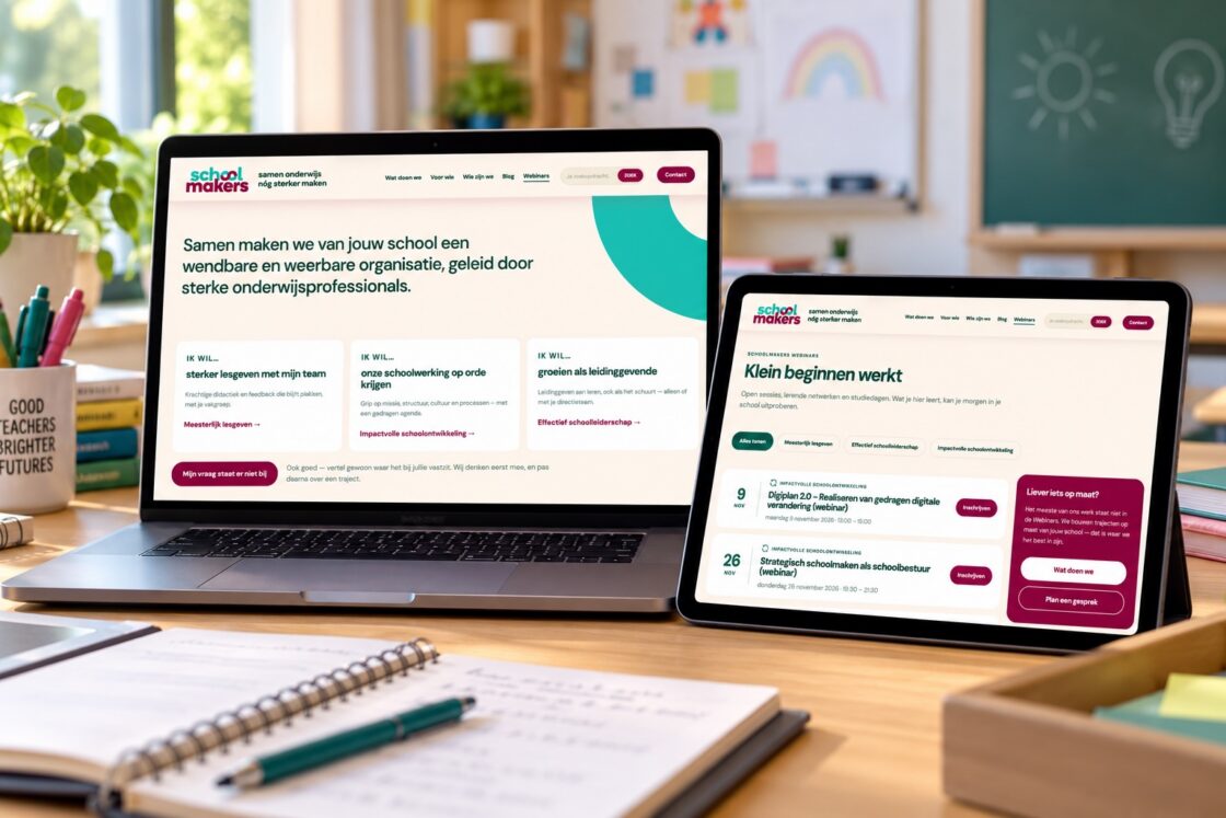 WordPress maatwerkwebsite voor Schoolmakers met WooCommerce voor online inschrijvingen
