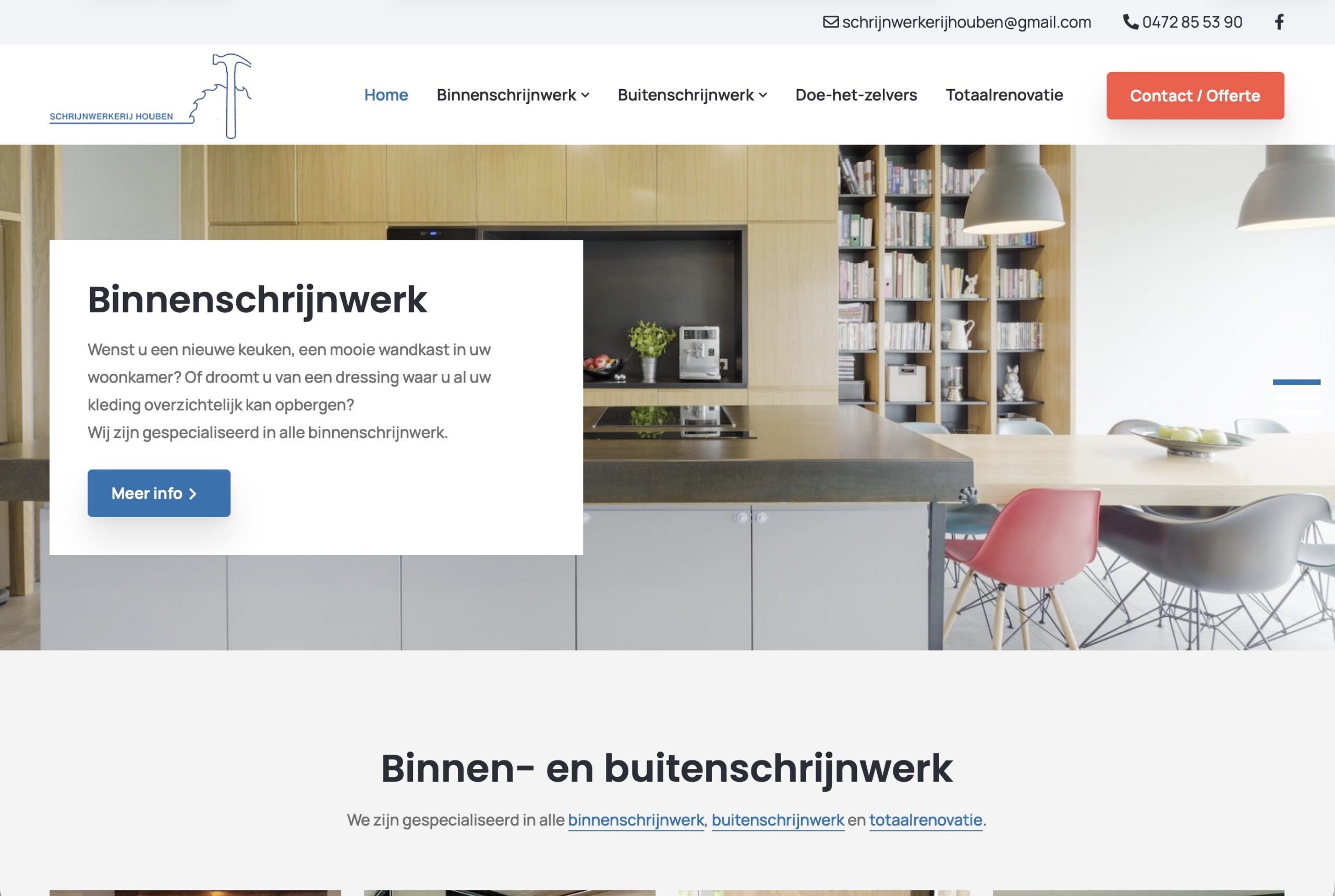 Websitepreview van Schrijnwerkerij Houben
