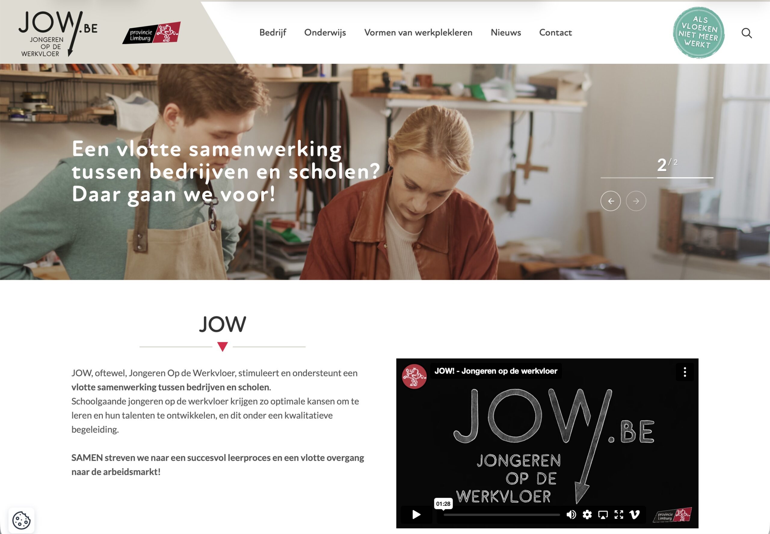Websitepreview van JOW – Jongeren op de werkvloer